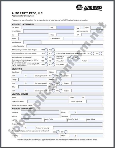 napa auto application